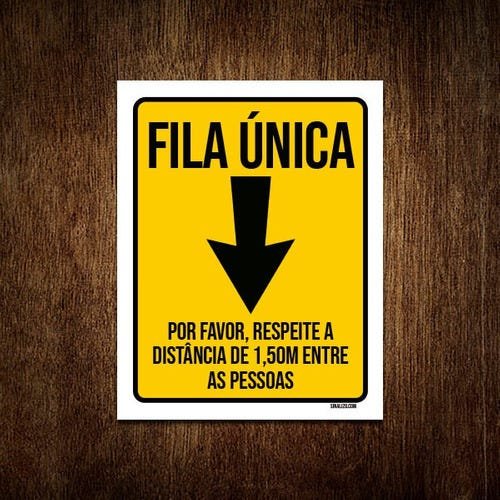 Placa Fila Única Respeite Distância Entre Pessoas 36x46 - 1
