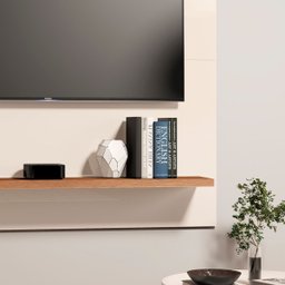 Painel Dubai Tv 32 Polegadas Pequeno Quarto Suspenso Sala Rack Cor Off White/freijó - 5