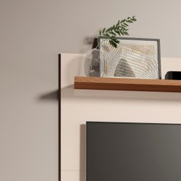 Painel Dubai Tv 32 Polegadas Pequeno Quarto Suspenso Sala Rack Cor Off White/freijó - 6