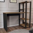 Ver imagem 6 de Mesa Escrivaninha Home Office 3 Prateleiras Pinho/preto - Panorama Móveis