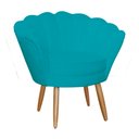 Ver imagem 3 de Kit Namoradeira + 2 Poltronas Decorativa Pétala Suede Azul Tifany Pés Madeira Ms Decor