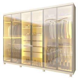 Guarda Roupa Absolut 6 Portas Reflecta Led Off White - Gelius - 5
