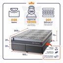 Ver imagem 2 de Conjunto Box Baú King Sheffield Cinza 193x203x72 c/ Molas Ensacadas