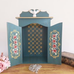 Oratório com Porta para Imagens de até 30cm * com Iluminação* Azul - Coleção Ouro Preto - 3