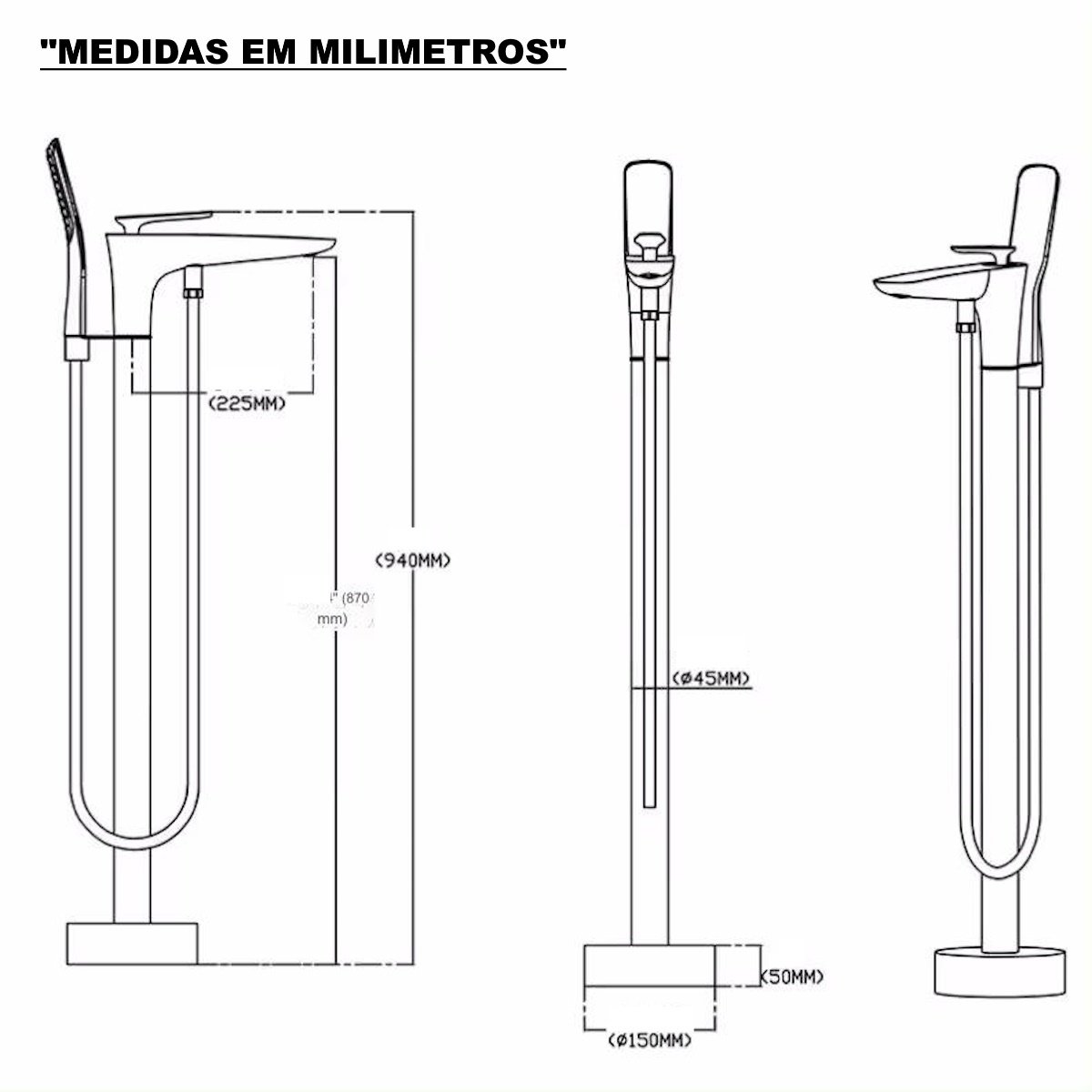 Kit Banheira Imersão Luxo Freestanding 1.50m C/mist Cromado - 10