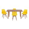 Conjunto Mesa de Jantar em Madeira 150x80 Vértice + 4 Cadeiras Leda - Amarelo - 1