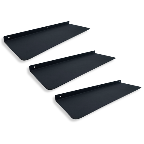 3 Prateleiras Aço Reforçado Multiuso Fixação de Parede 60cm Casa Banheiro Lavanderia Preto