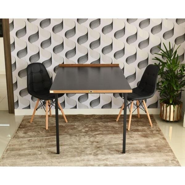 Conjunto de Mesa 1,40 Preto/Noronha + 2 Cadeiras Botonê - Preta - 1