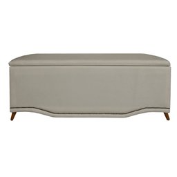 Calçadeira Recamier Baú Casal King 195cm Greta Suede Bege - DS Estofados - 1