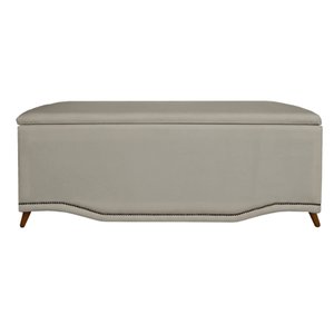 Calçadeira Recamier Baú Casal King 195cm Greta Suede Bege - DS Estofados