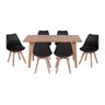 Conjunto Mesa de Jantar em Madeira 150x80 Vértice + 6 Cadeiras Leda - Preto - 1