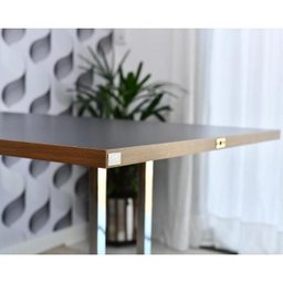 Mesa Dobrável Retrátil de Parede 140x89 - Base Inox Preto/Noronha - 2