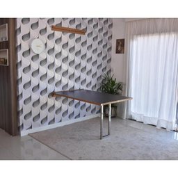 Mesa Dobrável Retrátil de Parede 140x89 - Base Inox Preto/Noronha - 3