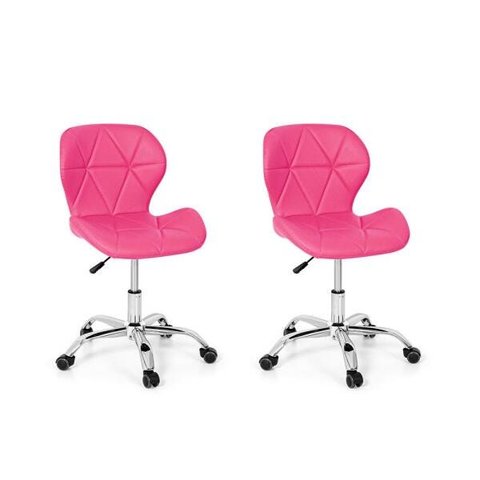 Conjunto 2 Cadeiras Office Eiffel Slim Base Giratória - Rosa