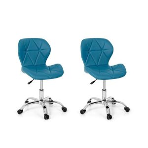 Conjunto 2 Cadeiras Office Eiffel Slim Base Giratória - Turquesa
