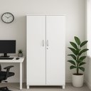 Ver imagem 2 de Armário Alto para Escritório Polar com Prateleiras com 2 Portas com Chave Branco