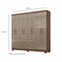 Ver imagem 2 de Guarda Roupas Casal Grande 8 Portas 4 Gavetas com Pés Moderno Marrom