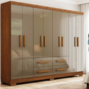 Ver imagem 1 de Guarda Roupas Casal Grande 8 Portas 4 Gavetas com Pés Moderno Marrom