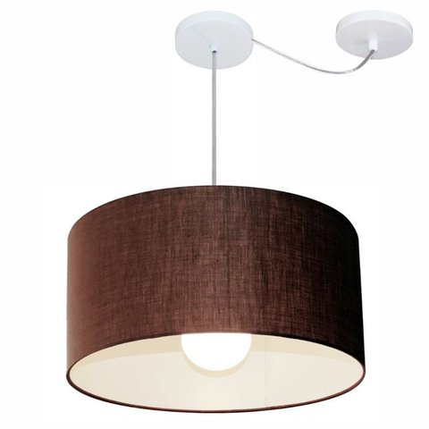Lustre Pendente Cilíndrico Com Desvio de Centro Vivare Md-4230 Cúpula em Tecido 50x25cm - Bivolt - C