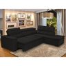 Sofá Retrátil de Canto Grande Chaise D Preto 280 x 220 Cm Pillow D28 Stillo Veludo - Grandellar - 1