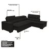 Sofá Retrátil de Canto Grande Chaise D Preto 280 x 220 Cm Pillow D28 Stillo Veludo - Grandellar - 2