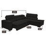 Sofá Retrátil de Canto Grande Chaise D Preto 280 x 220 Cm Pillow D28 Stillo Veludo - Grandellar - 3