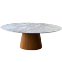 Ver imagem 1 de Mesa de Jantar Cone Oval 180x100 Cm Mármore Branco Extra Base Freijó
