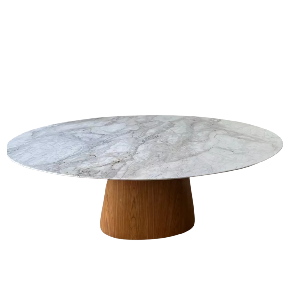 Mesa de Jantar Cone Oval 180x100 Cm Mármore Branco Extra Base Freijó - 2