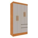 Ver imagem 1 de Guarda-Roupa Solteiro com 4 Portas e 2 Gavetas 108cm Multimóveis CR35496 Cinamomo/Off White