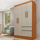 Ver imagem 2 de Guarda-Roupa Solteiro com 4 Portas e 2 Gavetas 108cm Multimóveis CR35496 Cinamomo/Off White