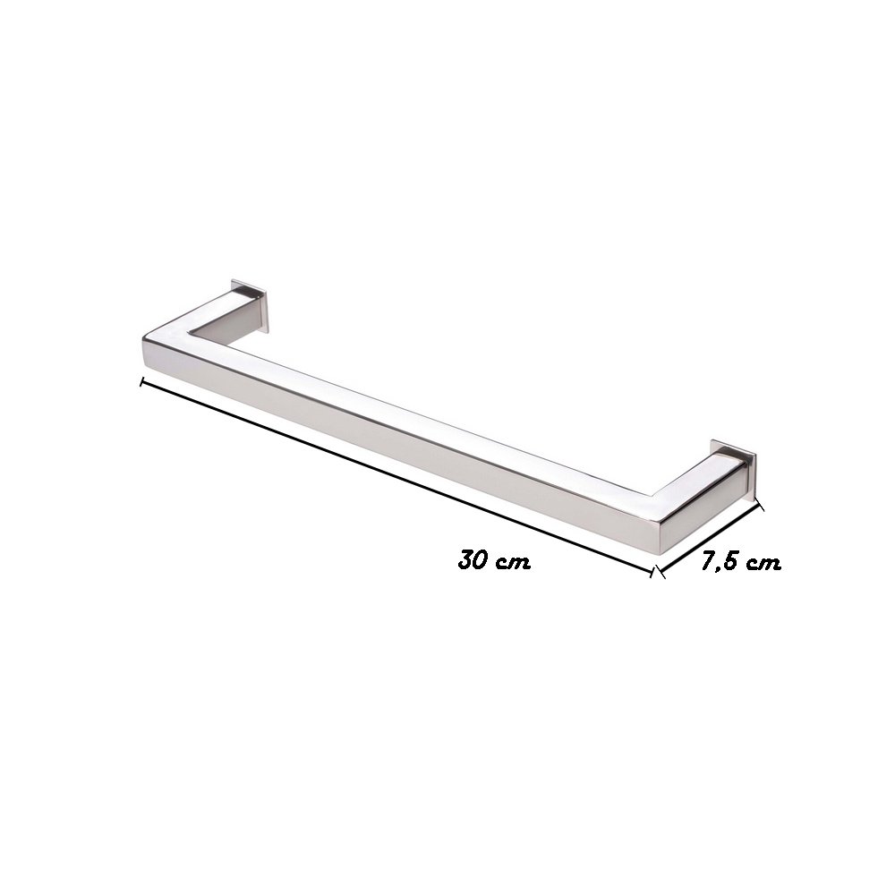 Porta Toalha Toalheiro de Rosto de Banheiro 30cm em Aço Inox Polido Brilhante Linha Larissa Stainles - 8