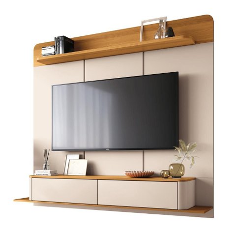 Painel Home Suspenso Galax Tv até 70" Polegadas Off White/cinamomo