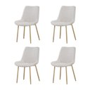 Ver imagem 1 de Kit 4 Cadeiras de Jantar Lara Estrutura em Aco Carbono Cor Bronze Estofado em Linho Conforto Cru