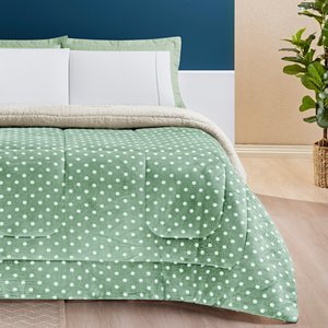 Edredom Casal Queen Size Romance Dupla Face Super Luxuoso Petit Poa:verde
