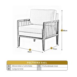 Poltrona Gael Luxo Madeira Maciça Castellar Móbile Corino Off White Corino Off White - 3