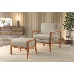 Poltrona Gael Luxo Madeira Maciça Castellar Móbile Corino Off White Corino Off White - 4