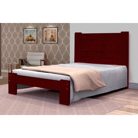 Cama Queen Size Dubai de Madeira Maciça Angelim Pedra/tauari - Cor Mogno