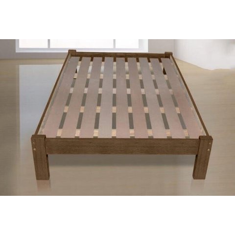 Cama de Casal Porto de Madeira Maciça Angelim Pedra/tauari - Cor Imbuia