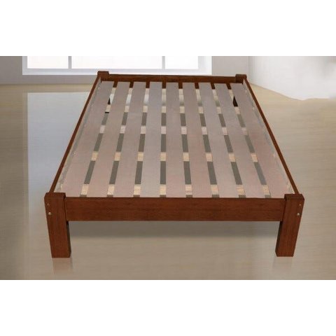 Cama Queen Size Porto de Madeira Maciça Angelim Pedra/tauari - Cor Castanho