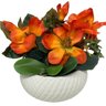 Vaso centro de mesa grande luxo na cor branca com flores - 4