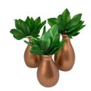 Ver imagem 5 de Trio decorativo vasos rose gold luxo com planta artificial
