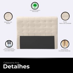 Cabeceira Casal de Cama Box Estofada Ana 140 Cm Veludo - 3
