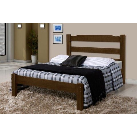 Cama Casal Veneza de Madeira Maciça Tauari - Cor Castanho