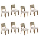 Ver imagem 1 de Kit de 8 Cadeiras para Sala de Jantar Pés em Madeira Maciça Liz Bege/Cinamomo/Veludo Palha
