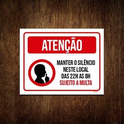 Kit 10 Placas Atenção Mantenha Silêncio Neste Local - 1