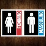 Kit 2 Placas Sinalização Banheiro Masculino Feminino Faixa - 1