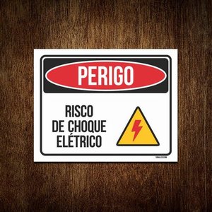 Kit 10 Placas Perigo Risco De Choque Elétrico