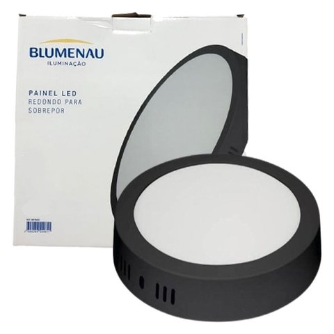 Plafon Redondo Sobrepor 24w Preto Branco Quente Blumenau