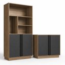 Ver imagem 2 de Conjunto Escritório Office 2 Peças, Armário Alto 2 Portas, Nichos e Armário Baixo 2 Portas