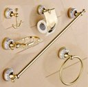 Ver imagem 1 de Kit de Acessório Banheiro em Metal Dourado Banheiro 5 Peças